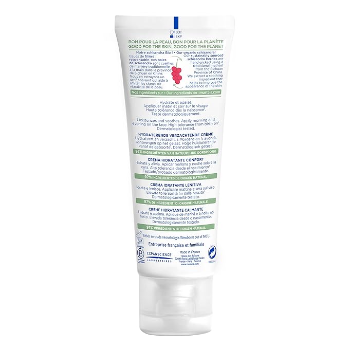 Mustela Baby Soothing Moisturizing Cream - Face Moisturizer for Very Sensitive Skin - with Natural Avocado & Schizandra Berry - Fragrance-Free - 1.35 fl. oz.