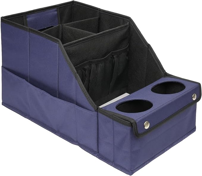 MULISOFT Car Seat Organizer, Backseat Car Organizer with 11 Storages Compartments and 2 Cup Holders, Blue