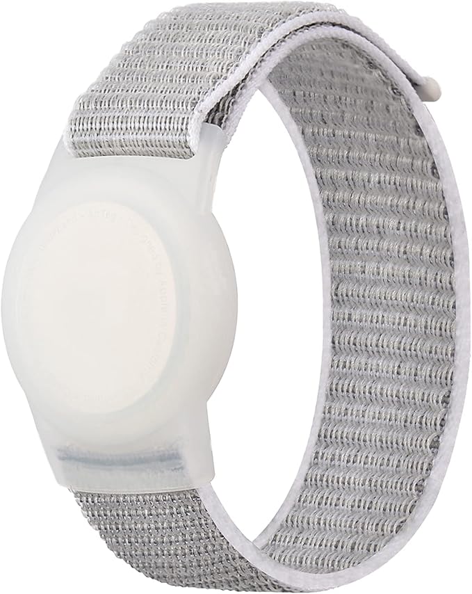 Kids Wristband Compatible with Apple AirTag, Protective Case for Air Tag GPS Tracker Holder with Nylon Bracelet, Adjustable Anti Lost Watch Band for Toddler Child Elder(Grey)