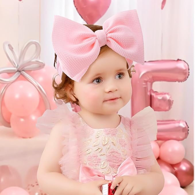 YanJie Baby Girl Headbands - Red Bow, Pink Toddler Headband, Nylon Hair Bows & Accessories for Newborn Girls & Infants 0-6 Months
