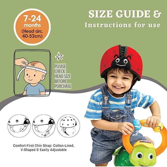 SafeheadBABY Award-Winning Soft Infant Head Protector for Crawling and Walking Expandable Lightweight Baby Safety Helmet 7–24 Months (Head Circ. 40–52 cm) – Dalmation Blue