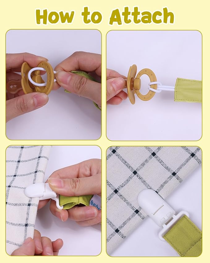 babygoal Neutral Pacifier Clips, 6 Pack Binky Paci Holder Leashes Fits for Most Pacifiers and Binkies