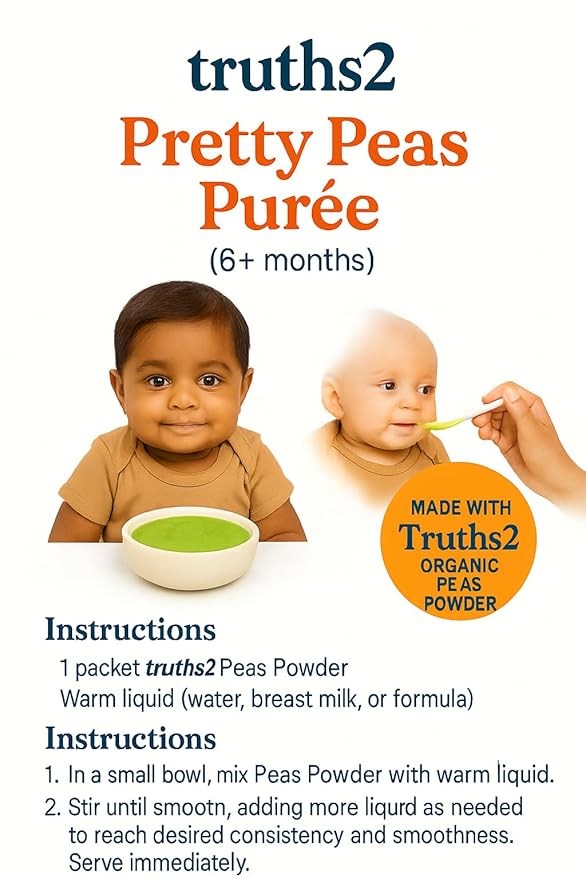 Organic Freeze-Dried Peas Food Powder, Stage 1 Baby Puree Mix for Infants & Toddlers, Organic Powder for Early Veggie Introduction & Family Meals