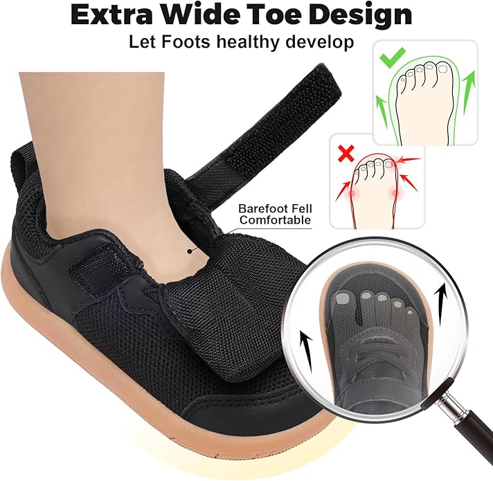 Wide Toe Box Toddler Shoes Baby First Walking Shoe Boys Girls Non-Slip Zero Drop Minimalist Tennis Sneakers