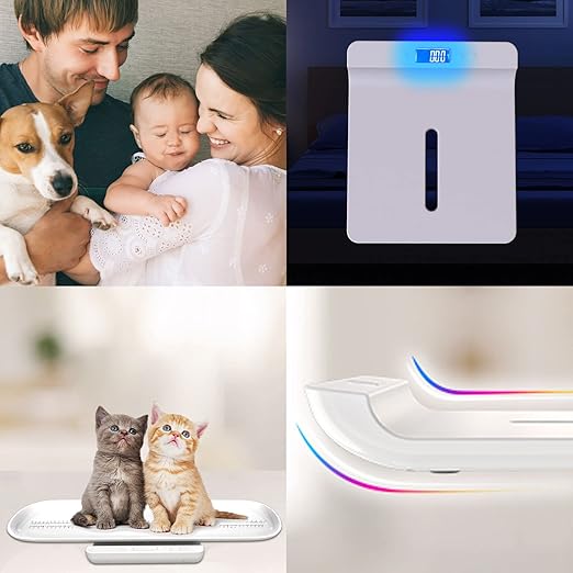 MomMed Pet Scale, Multi-Function Toddler Scale, Digital Pet Scale, Small Animals Scale with Hold Function, Blue Backlight, Weight and Height Track (29 inch)