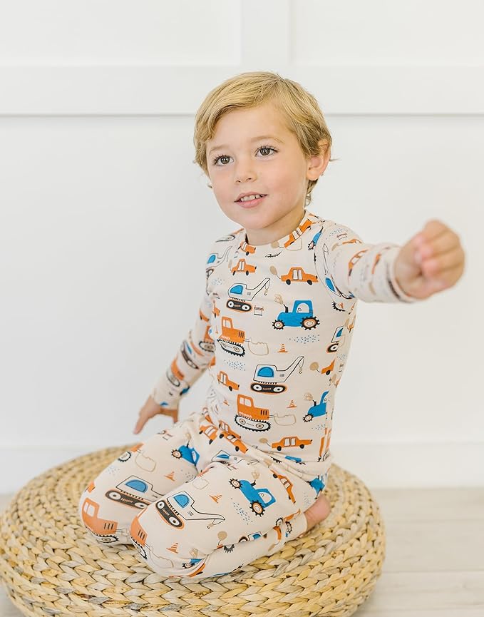 moimoln Sibling Matching 6M-8Y Soft Warm Cotton Modal Character Long Sleeve Snug-Fit Pajama Long Sleeve Sleepwear Daily