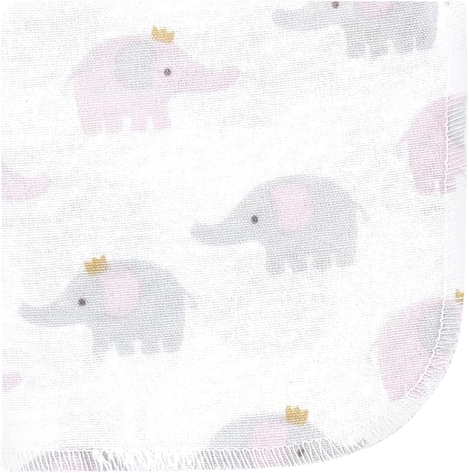 Hudson Baby Unisex Baby Flannel Cotton Washcloths, Lilac Elephants 12 Pack, One Size