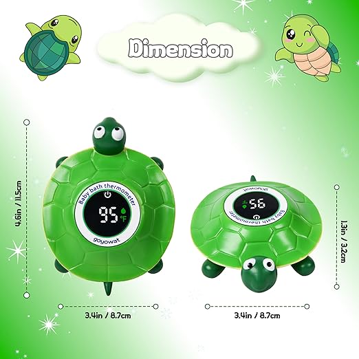 Baby Bathtub Thermometer with LED Display Screen+Floating Turtle toy-2-in-1color Coded Alarm (Cold/Comfortable/hot) Bath Temperature Monitor, Adorable Floating Toys for Infants, Essential for Babies