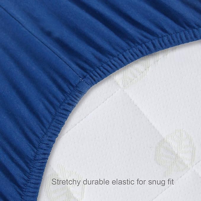 Biloban Crib Sheets Fitted for Boys, 4 Pack Crib Sheet Fits for Standard Crib Mattress, Neutral Toddler Bed Sheets Girl, Grey & Navy, 52”X 28”