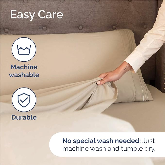 King Size 4 Piece Sheet Set - Comfy Breathable & Cooling Bed Sheets Set - Hotel Luxury Bedding for Women, Men, Kids & Teens - Deep Pockets, Easy Secure Fit, Soft and Wrinkle Free - Oeko-Tex - Cream