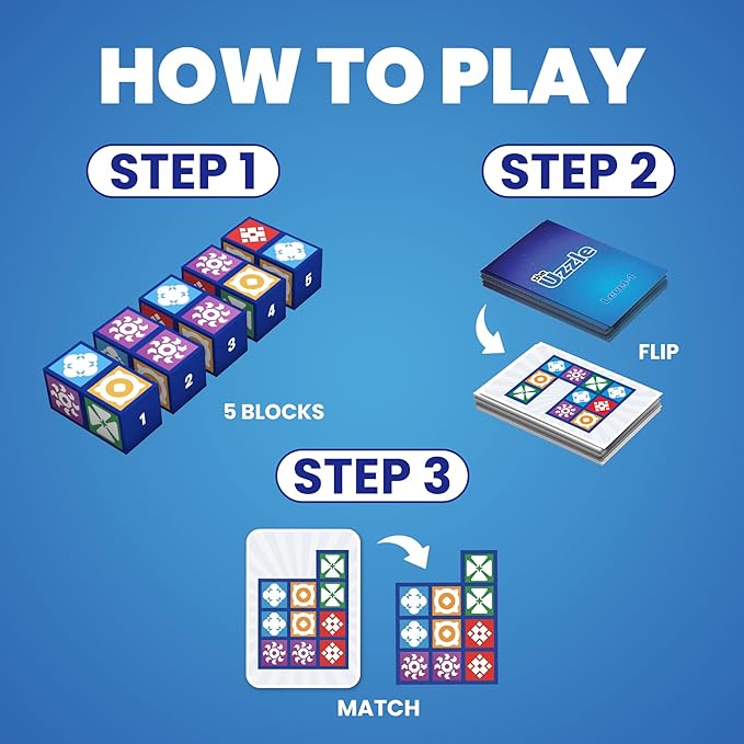 The Uzzle Stack Royale 3.0 by Uzzle Games (Bundle), Fun & Fast Family Board Games for Children & Adults, Block & Color Puzzle Games for Ages 4+