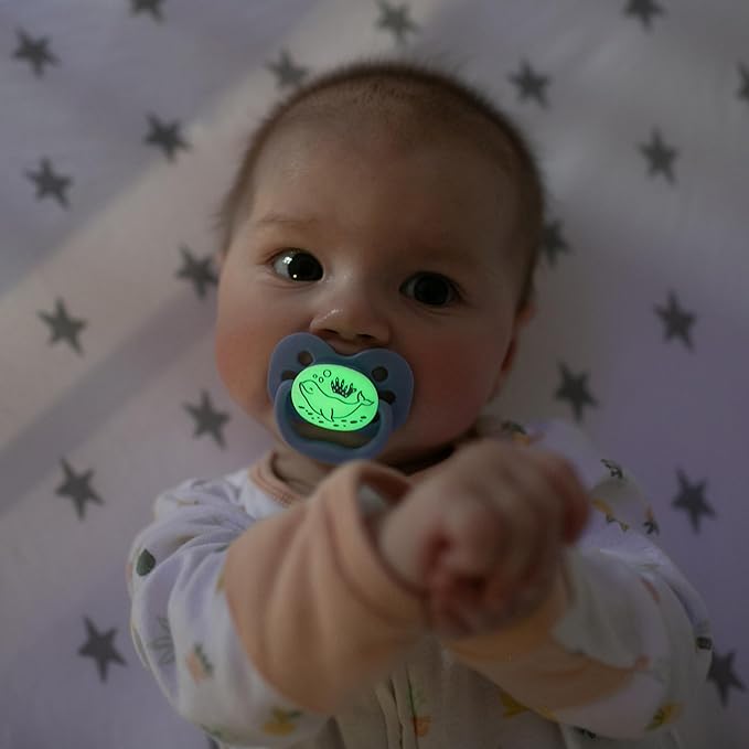 Dr. Brown's Advantage Baby Pacifier, Fully Symmetrical Soother with Soft Silicone Bulb, Glow-in-The-Dark Coral Ocean-Lavendar Love, 0-6m, BPA-Free, 4-Pack