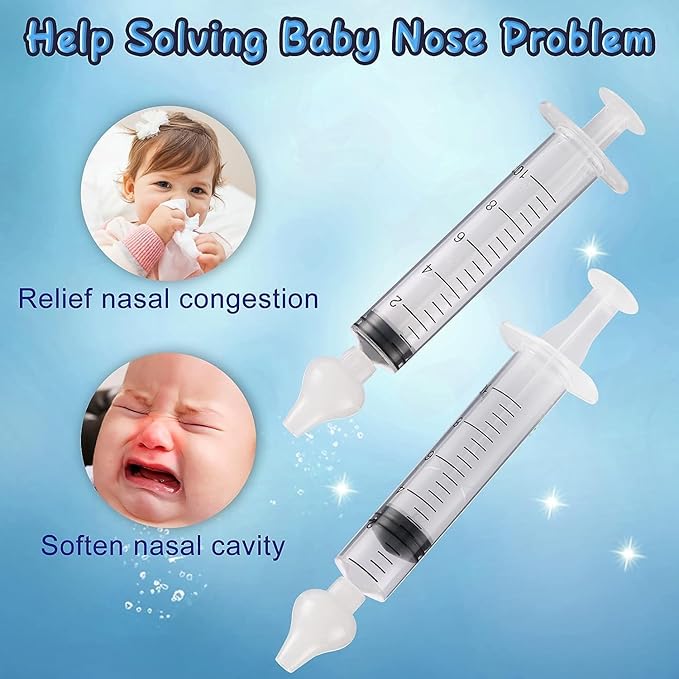 Nasal Syringe for Baby - 4PCS with Cleaning Tools - Safe Silicon Baby Nasal Aspirator Qucik Syringe Nose Cleaner Rinsing Tool for Baby/Infant/Kid (Transparent, 4PCS)