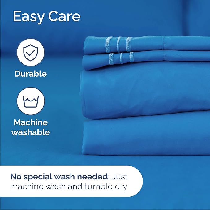 Queen Size 4 Piece Sheet Set - Comfy Breathable & Cooling Bed Sheets Set - Hotel Luxury Bedding for Women, Men, Kids, Teens, Boys & Girls - Deep Pockets, Soft and Wrinkle Free - Oeko-Tex - Royal Blue