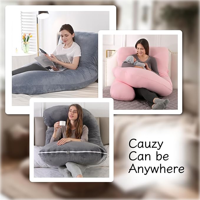 ALLOPERA Pregnancy Pillow, Full Body Maternity Pillow 57 inch, with Removable Washable Cover - Sleep Support for Legs, Back, Neck, Shoulder, HIPS, Belly for Pregnent Women, Jersey Knit Cotton (Pink)