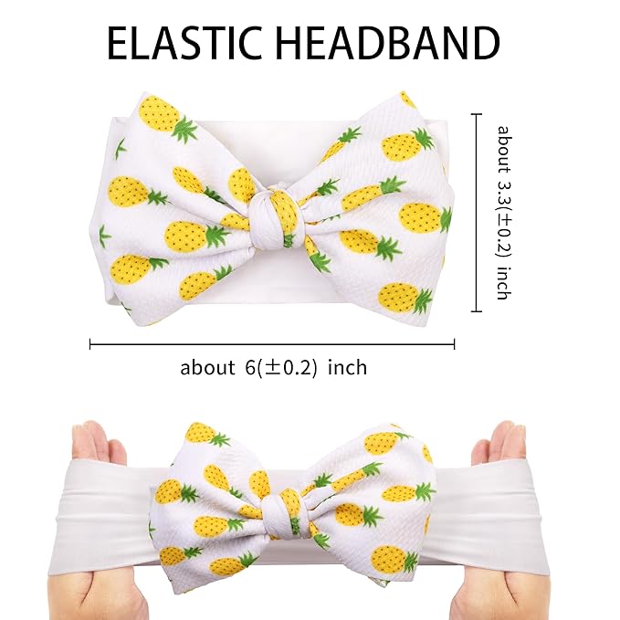 Baby Bow Headbands 3 Pcs Baby Girl Headbands with Bows Soft Nylon Fruit Print Headband Bows for Baby Girls, Newborns, Infants