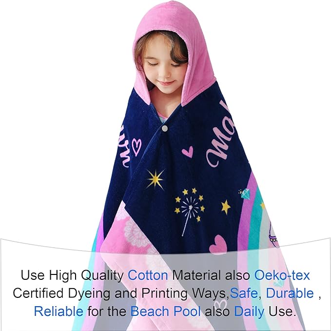 VOOVA & MOVAS Toddler Towels for Girls Age 3-8, 30''X50, Soft Thick Absorbent Cotton Towels for Boys | Perfect for Beach, Pool, Bath, Magic Unicorn