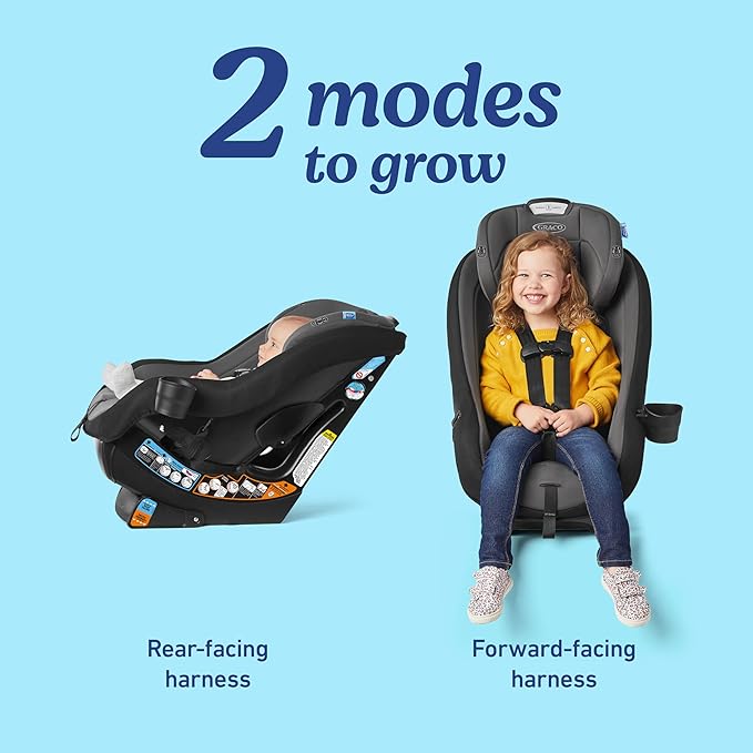 Graco Contender Slim Convertible Car Seat, West Point, Lightweight Travel Car Seat with Compact, Space-Saving Design, Rear-Facing 5–40 lbs, Forward-Facing 26.5–65 lbs, Easy to Transfer, FAA Approved