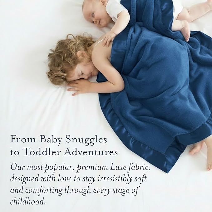 Little Giraffe Luxe Baby Blanket – 29x35” Satin Trim, Midnight | Ultra-Soft, Hypoallergenic Stroller & Nursery Blanket | Perfect for Newborns & Toddlers