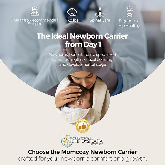 Momcozy Newborn Carrier WeeSnug- Lightweight and Cozy Comfort for 7-25 lbs, Ergonomic Cross-Back Support, Jacquard Weave, Hands-Free Baby Carrier with Lumbar Support, Geometry
