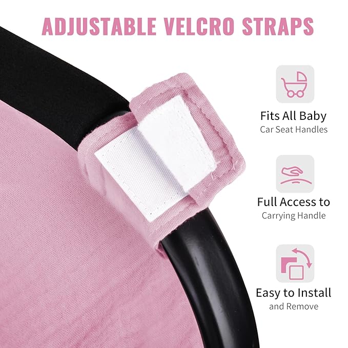 Metplus Muslin Car Seat Cover for Babies - Carseat Stroller Cover Infant Stroller Covers for Boys and Girls, Breathable & Lightweight, Fits Most Strollers & Baby Car Seats