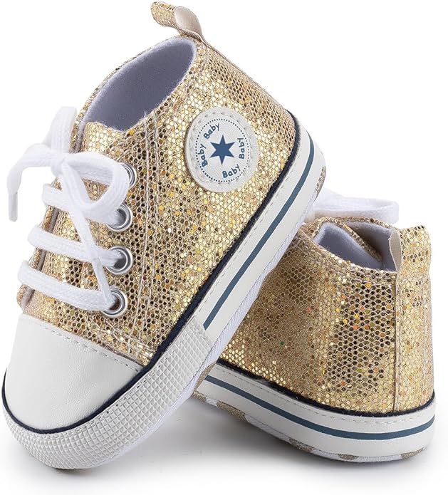 Unisex Baby Girls Boys Canvas High-top Shoes, Newborn Infant Anti-Slip Soft Sole Frist Walking Breathable Sneakers
