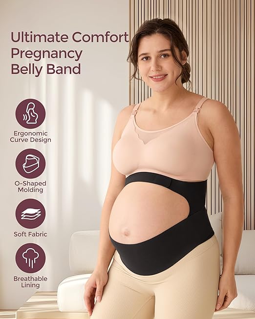 Momcozy Pregnancy Belly Band, CozySupport Ergonest Maternity Belly Band, Invisible Pregnancy Belt for Back, Abdomen, Waist