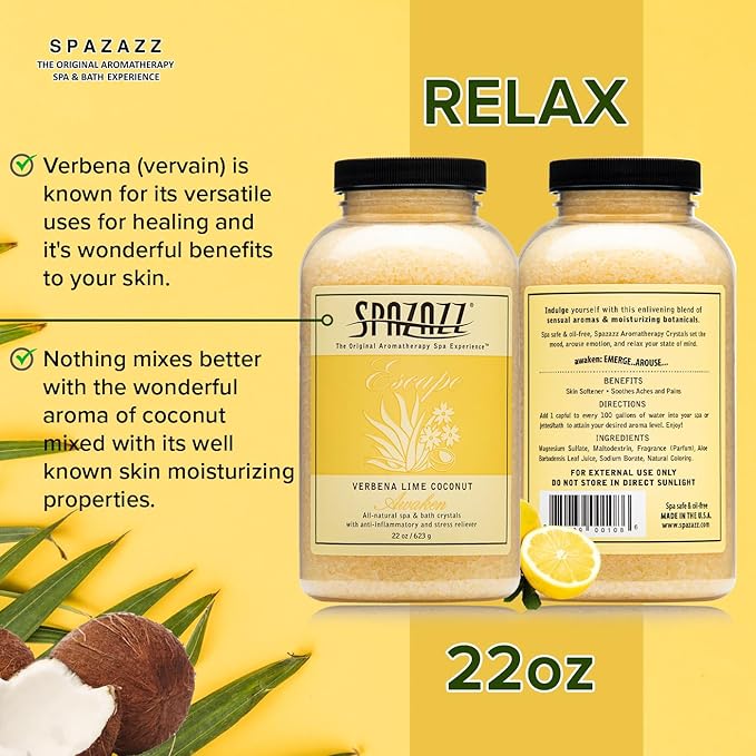 Spazazz 7377C Spa and Bath Crystals, Lime Coconut, 22 Ounce