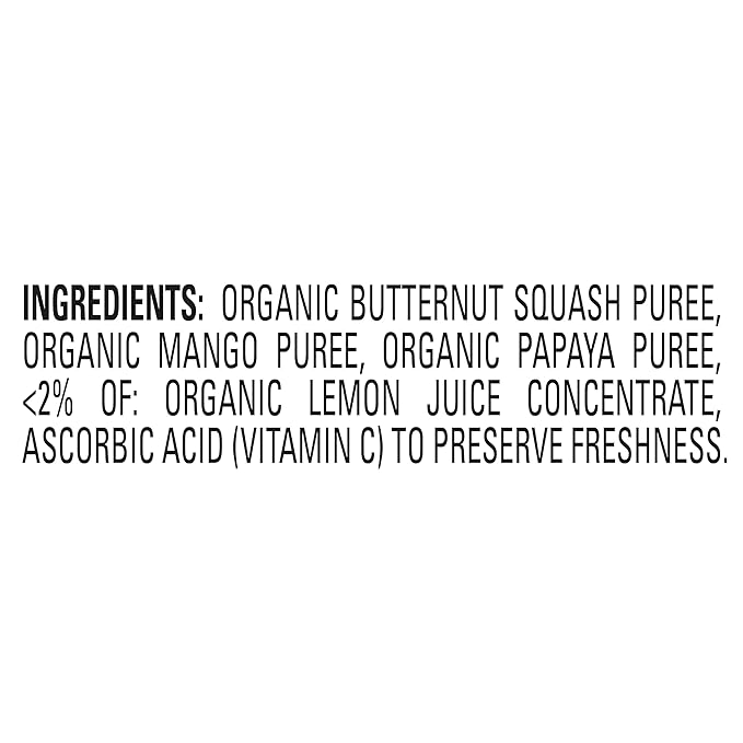 Happy Baby Organics Stage 2 Baby Food Pouches with One Full Serving of Veggies, Nutritious Snack, Clearly Crafted Fruit & Veggie Puree, Squash, Mango, & Papaya, 4 Ounces