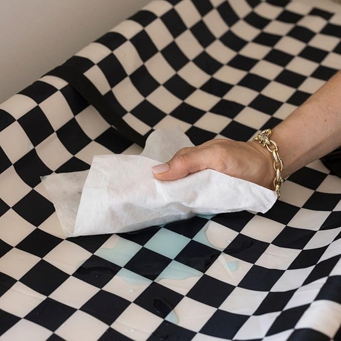 Tiny Twinkle Diaper Changing Pad for Dresser & Nursery Table – Waterproof, Wipeable & Mess-Proof Baby Changing Pad with Safety Strap, Non-Slip Base & Removable Washable Cover(Black Checkers)