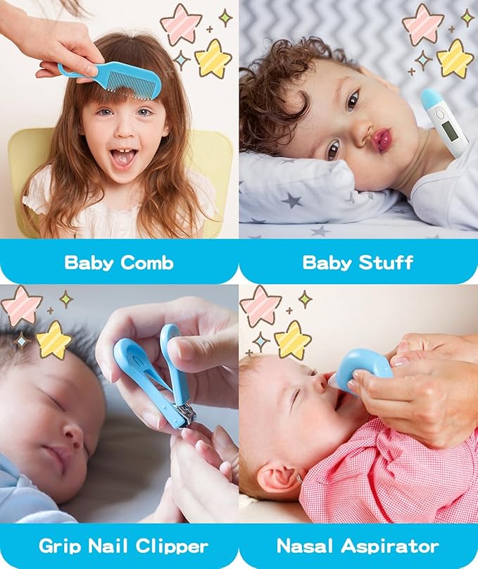 Baby Healthcare and Grooming Kit, Portable Baby Safety Care Set, Baby Essentials kit for Newborn (Blue 20 in 1)