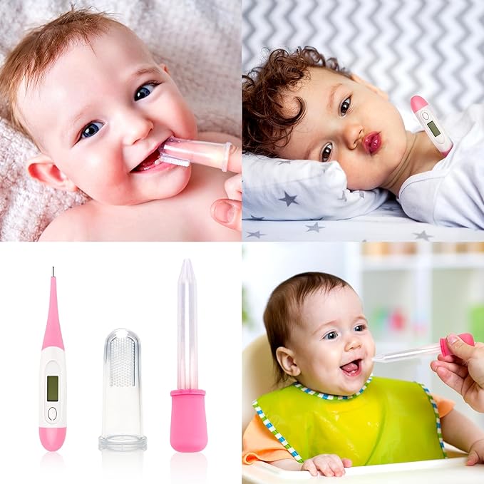 Baby Healthcare and Grooming Kit, 20 in 1 Portable Baby Safety Care Set with Hair Brush Comb Nasal Aspirator Electric Nail Trimmer Set Baby Essentials kit for Newborn Boys Girls (Pink)