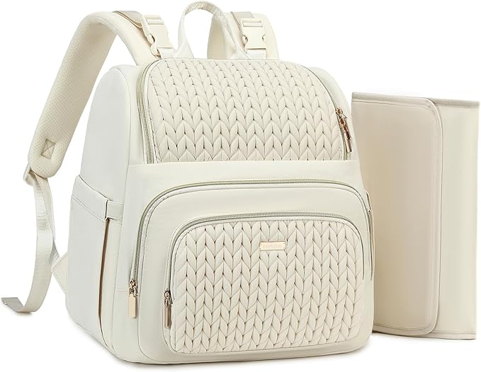 Diaper Bag Backpack - Lightweight & Stylish, Boys, Girls & Baby Travel Essentials Tote with Changing Pad, Insulated Pocket, Stroller Strap - Baby Diaper Backpack for Mom, Maternity (Beige)
