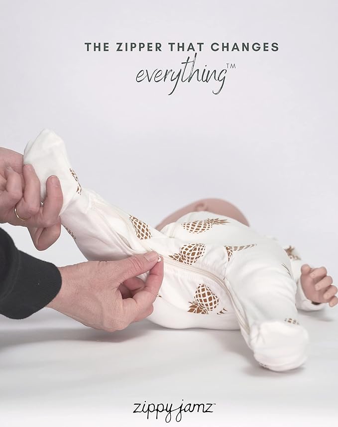 zippyjamz – Zipper Organic Sleeper Footed Onesies Sleeper Baby Pajamas with Inseam Zipper