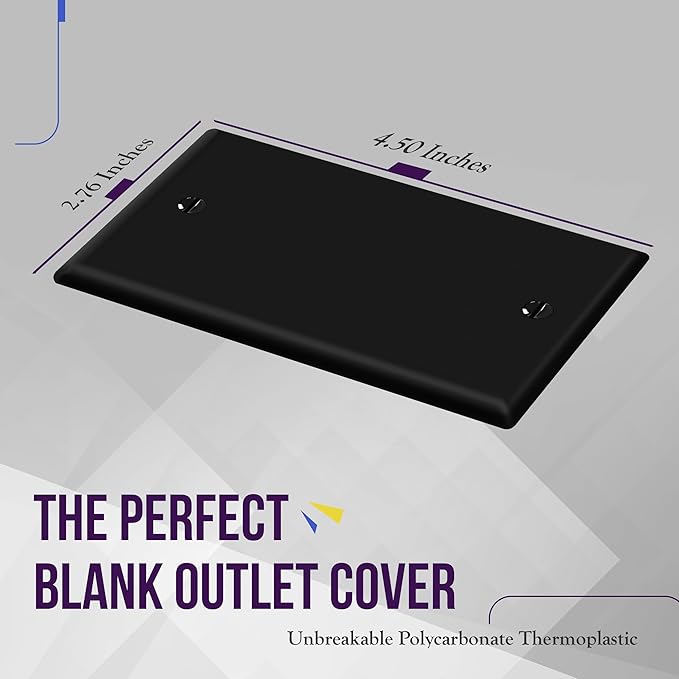 ENERLITES Blank Device Wall Plate, Gloss Finish, Standard Size 1-Gang 4.50" x 2.76", Polycarbonate Thermoplastic, 8801-BK, Black