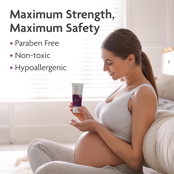 TriLASTIN Stretch Mark Cream - Collagen-Boosting Formula & Pregnancy Hospital Bag Essential - Paraben-Free Maternity Bump Butter - Fast-Absorbing Unscented Stretch Mark Lotion - 5.5 Oz Tube