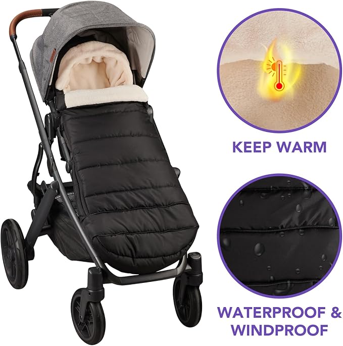 Bunting Bag for UPPAbaby Vista, V2, V3, Cruz, V2, V3 RumbleSeat, V2, V3 Ridge, Minu Strollers, Warm and ultra-plush Waterproof Stroller Footmuff, Extendable winter stroller cover, sleeping bag