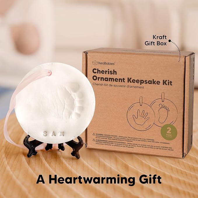 Baby Hand and Footprint Kit Girls, Boys - Personalized Baby’s First Christmas Ornament Kit, Newborn Christmas Gifts for New Mom, Cute Shower Gifts, Easy to Use Handprint Ornaments (Glaze Finish)