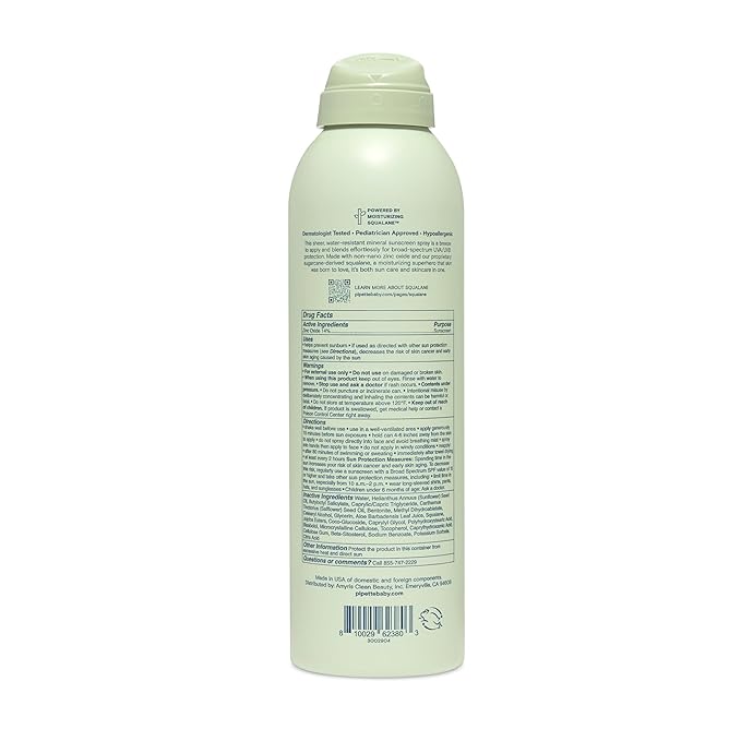 Pipette Baby Mineral Sunscreen Spray SPF 30, 6 oz, Water-resistant Non-nano Zinc Oxide Mineral Sunscreen, UVB/UVA Sunblock for Kids, Safe for Sensitive Skin | Baby, Broad Spectrum, Water Resistant, UVB/UVA, Non-Toxic, Sun Protection