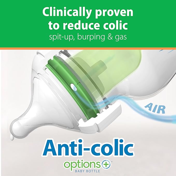 Dr. Brown's Natural Flow Anti-Colic Options+ Wide-Neck Glass Baby Bottle Starter Set with 100% Silicone Glass Bottle Sleeves, Baby Bottle Brush, HappyPaci Pacifier & Pacifier and Bottle Wipes, 0m+