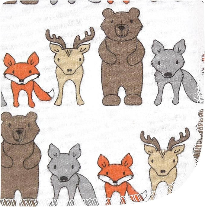 Hudson Baby Unisex Baby Flannel Cotton Washcloths 12-Pack, Wild Forest, One Size