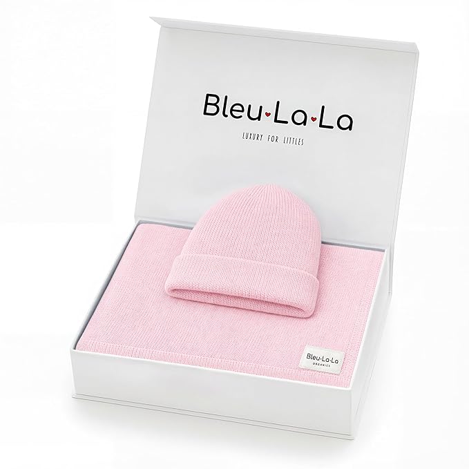 Baby Gift Set - Organic Cotton Newborn Blanket Essentials, Thoughtful Baby Shower & New Baby Gift for Boys & Girls (Luxe - Blush Pink)