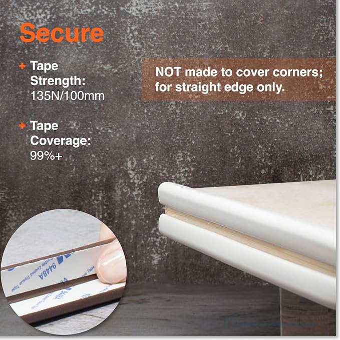 Roving Cove Slimfit Edge Protector for Baby Proofing (9ft Small Edge Only), Soft Rubber Foam Furniture Edge Bumper Guard, Desk Edge Cushion, 3M Adhesive, Oyster White (Off White)