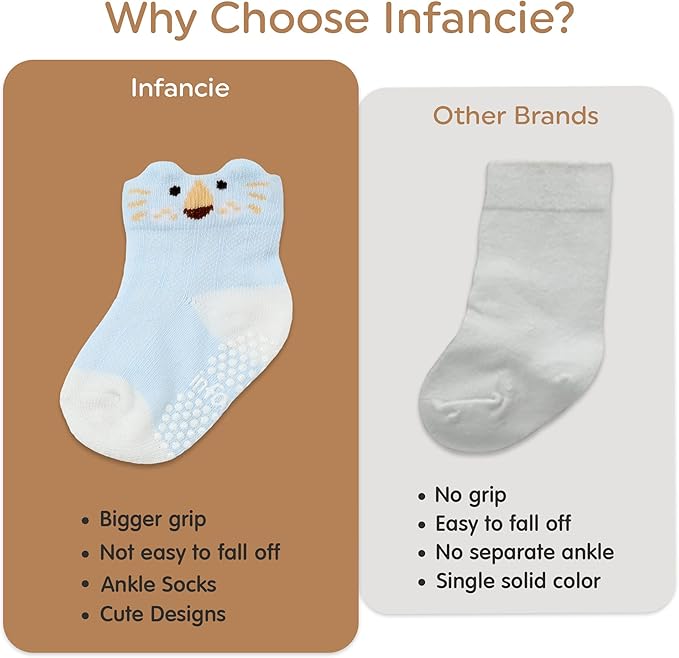 Organic Cotton Baby Socks 0-6 Months Soft for Infants Breathable, Newborn Socks Girls boys Animal Design
