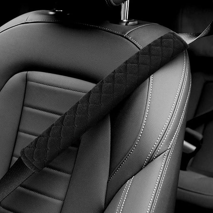 surpassme Car Seat Belt Pads Cover, 2PCS 15in Extra Length Seat Belt Shoulder Strap Covers Protector to Release Stress to Neck and Shoulder for a Safety Driving (Black)