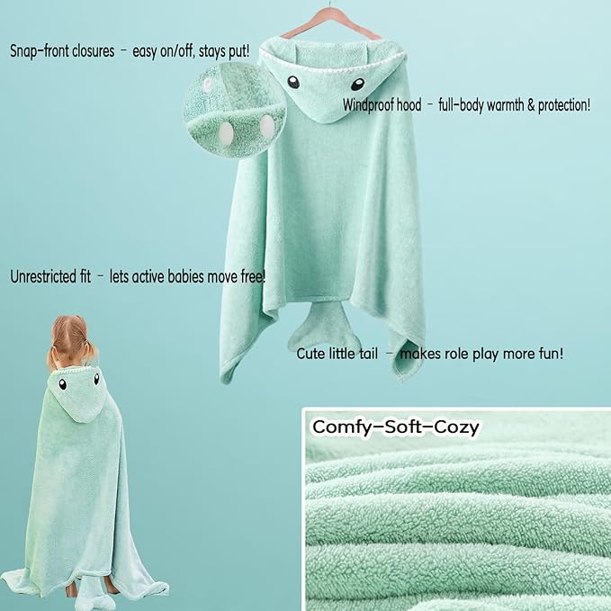 Toddler Bath Towel Baby Towels with Hood 27.5"X55" Ultra Absorbent Soft Bathrobe Blanket Kids Shower Towel for Girls and Boys(Mist Tree)