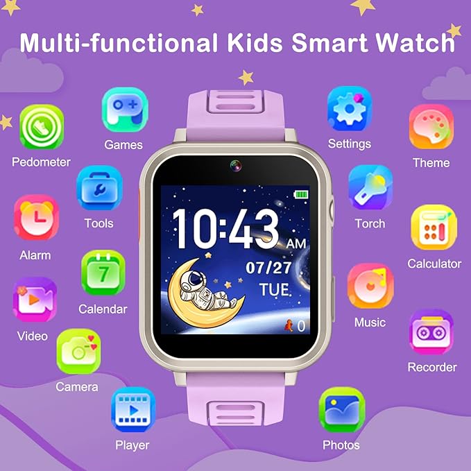 Kids Smart Watch Girls Ages 4-12, Smart Watch for Kids with HD Touch Screen 39 Games Camera Video Alarm Music Pedometer Flashlight 12/24 hr Educational Toys Birthday Gifts for Girls Age 6 7 8 9 10