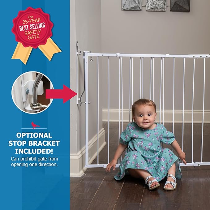 Cardinal Gates Duragate - Adjustable Width 26½"-41½" for an Extra Wide Pet Gate. Can be Used as a Dog Gate, Puppy Gate, or Pet Gate (White, MG25-W)