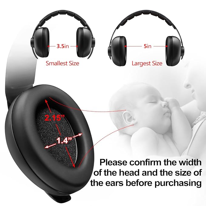 Baby Headphones Noise Cancelling Headphones for Babies for 3 Months to 3 Years (Black)