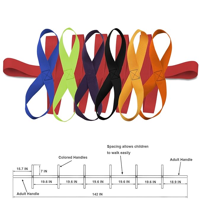Coobbar Toddler Walking Rope,Colorful Walking Rope for Preschool Daycare School Kids Outdoor Colorful Handles to Keep Children Calm and Line (Holding Loop for 12 Children 2 Teachers) (Red)